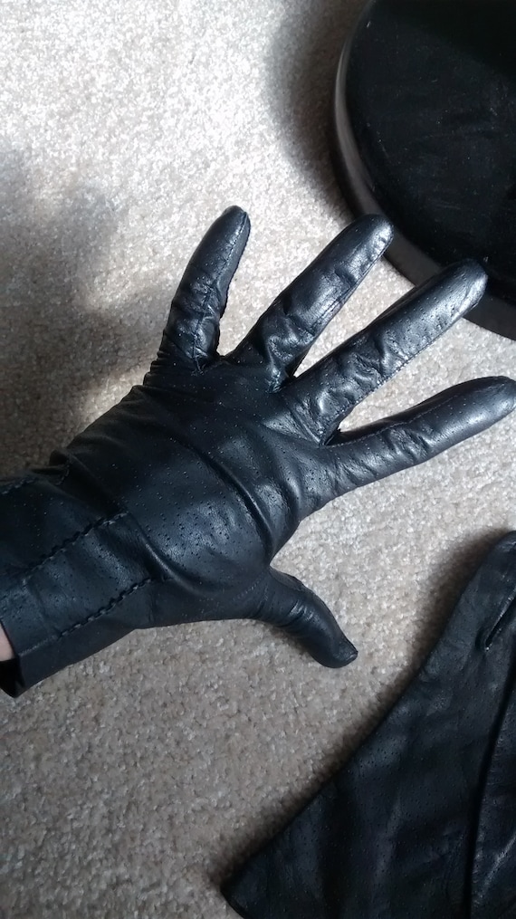 Vintage Genuine Soft Leather Black Gloves Elegant Gloves Made in