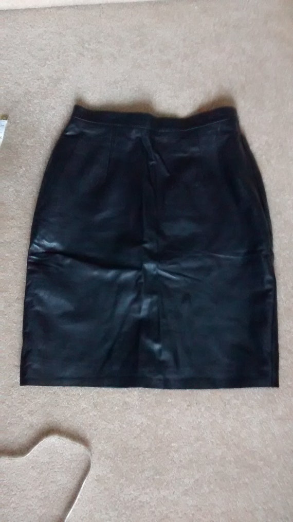 Vintage Black Leather skirt, High Waisted Skirt ,