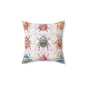 Beetle Square Pillow, Bug Home Decor, Insect Throw Cushion, Nature Lover Gift, Fantasy Art Accent Pillow