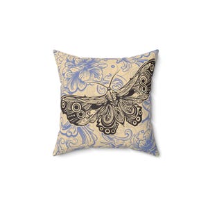 Pillow, Periwinkle Floral and Butterfly Design Pillow, Home Decor, Throw Pillow, Couch Pillow, Unique Gift