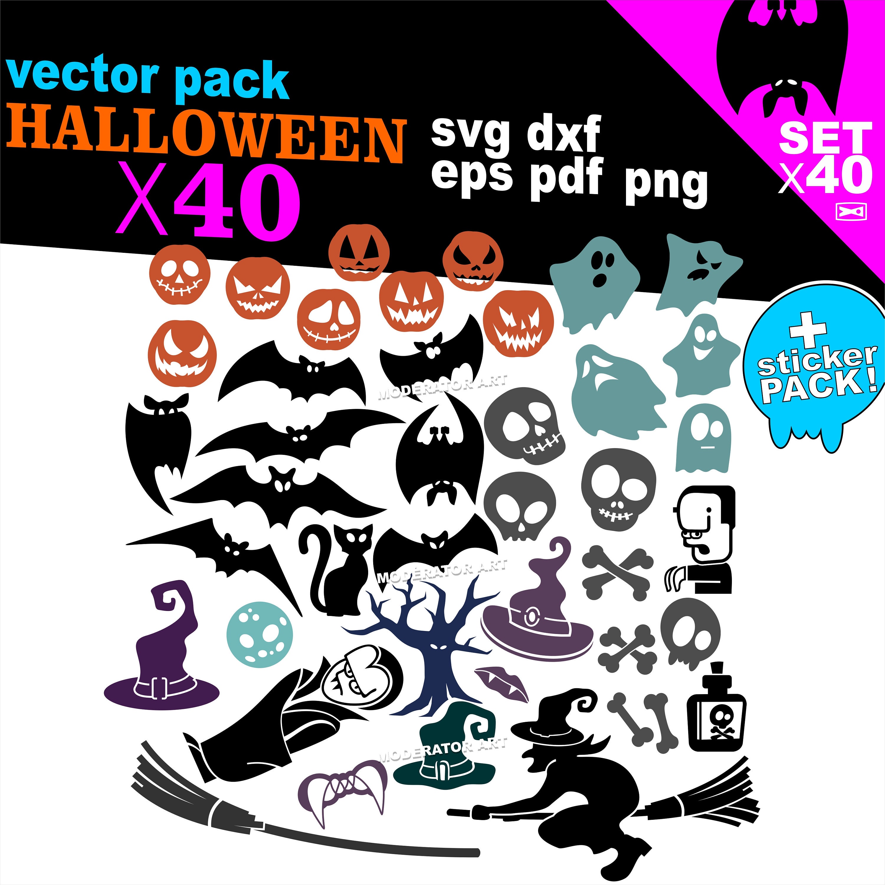 Halloween SVG bundle DXF Pdf PNG clipart Sticker pumpkin svg | Etsy