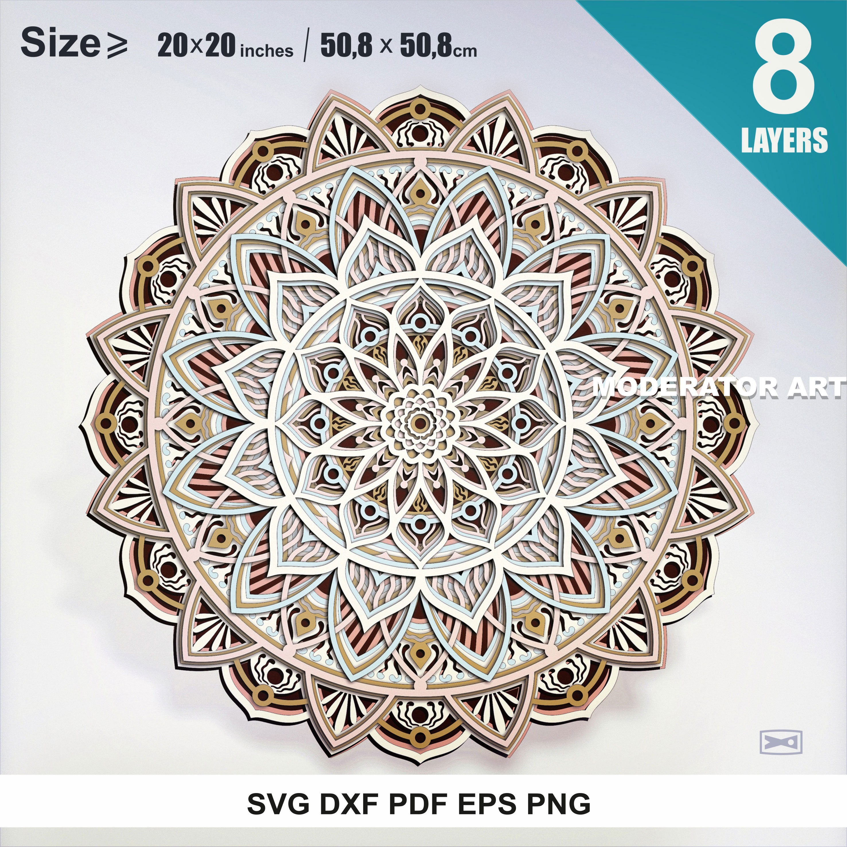 Download 3d Mandala Svg Dxf Pdf Eps Cnc Multilayer Template Wall Art Etsy