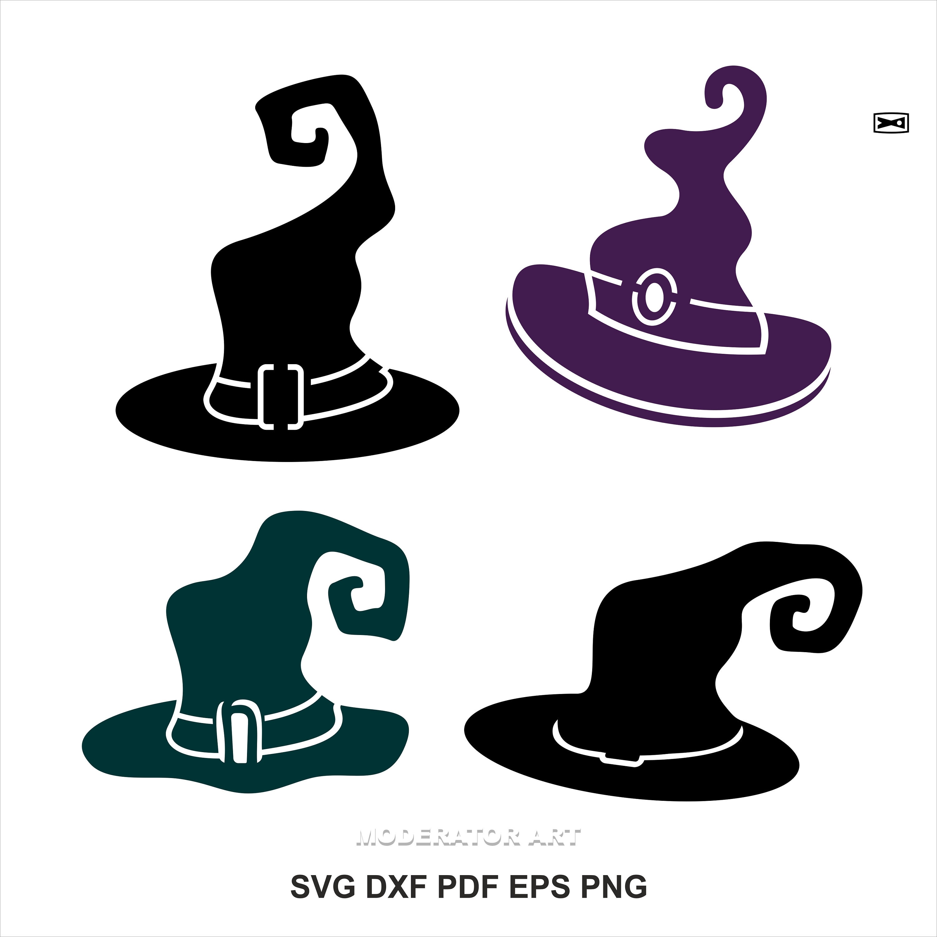 Witch hats SVG DXF PNG silhouette clipart bundle template | Etsy