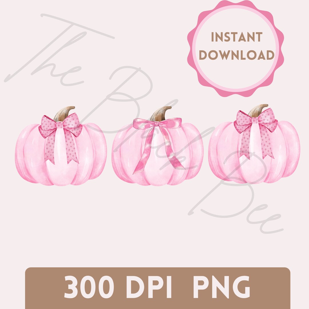 Pink Watercolor Pumpkins PNG Girls Pumpkin Trio Clipart for Digital ...