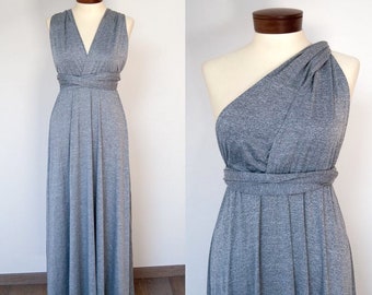 Used bridesmaid dress, infinity dress, long bridesmaid dress, convertible bridesmaid dress, grey bridesmaid dress