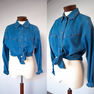 90s shirt, denim shirt, jeans shirt, grunge shirt, 1990s shirt, nineties shirt, vintage shirt, retro shirt image 1