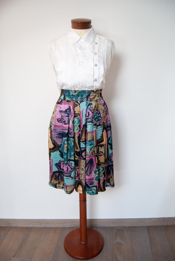 80s midi skirt, 80s printed skirt, colorful skirt… - image 2