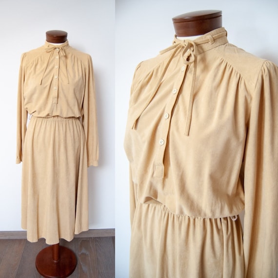 S/M 70s dress, 1970s dress, 70s suede dress, vint… - image 1