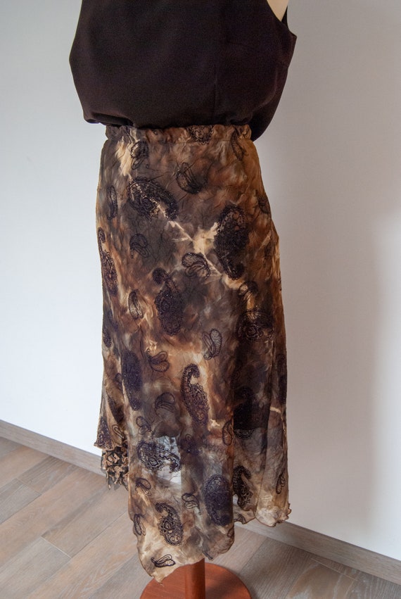 70s boho skirt, devore velvet skirt, ethnic skirt… - image 6
