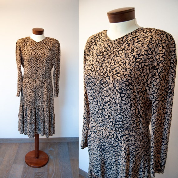 80s silk dress, 1980s dress, 80s floral dress, spr