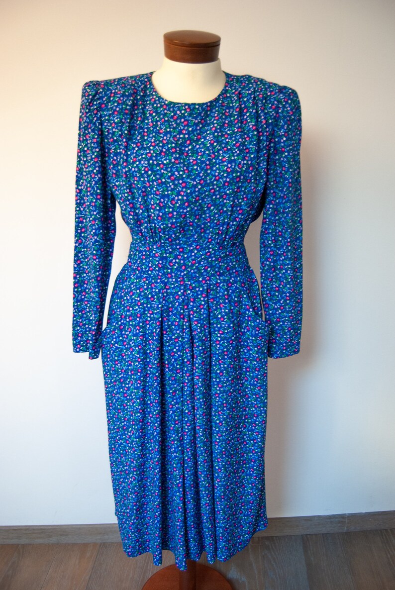 80s dress 80s floral dress 80s flowers dress vintage 80s dress 1980s dress vintage spring dress vintage summer dress