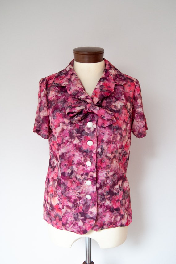 60s shirt, 1960s shirt, pink shirt, printed shirt… - image 2