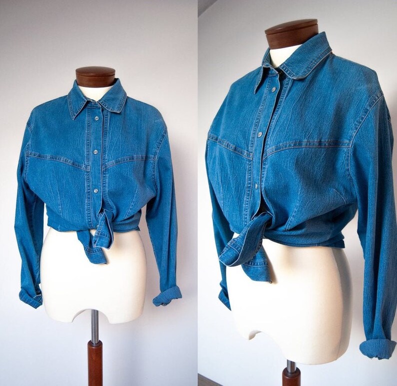 90s shirt, denim shirt, jeans shirt, grunge shirt, 1990s shirt, nineties shirt, vintage shirt, retro shirt image 1