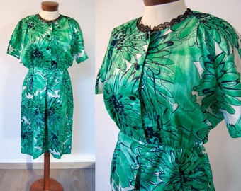 80s dress, 1980s dress, 80s green dress, vintage tropical dress, vintage colorful dress, vintage 80s dress, 80s style dress