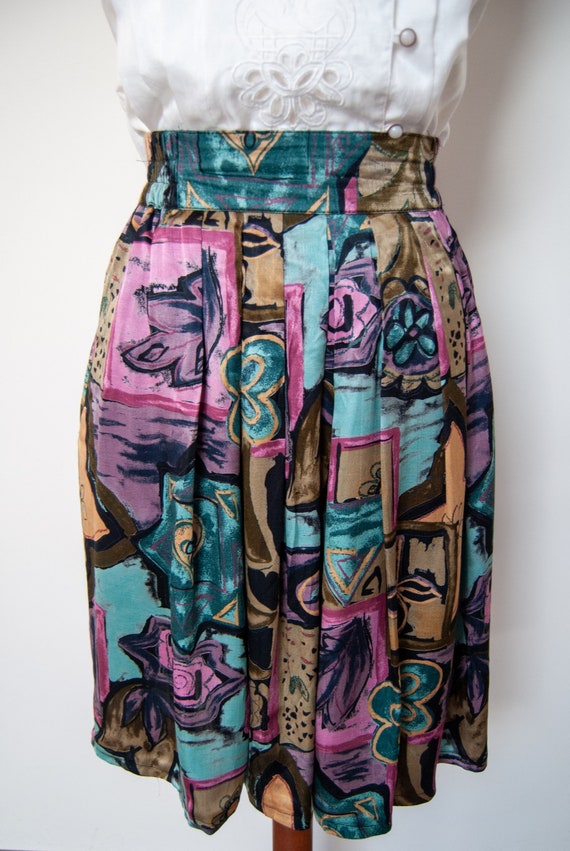 80s midi skirt, 80s printed skirt, colorful skirt… - image 4