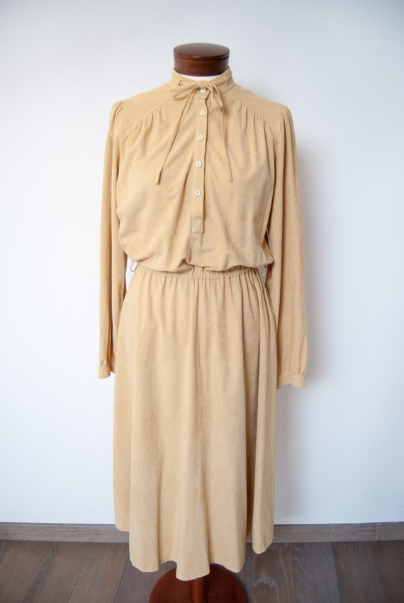S/M 70s dress, 1970s dress, 70s suede dress, vint… - image 2