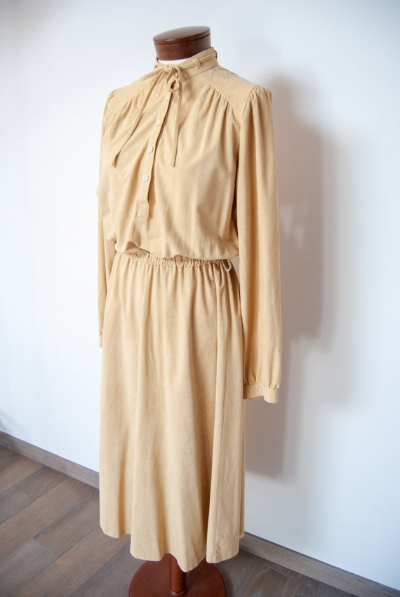 S/M 70s dress, 1970s dress, 70s suede dress, vint… - image 6