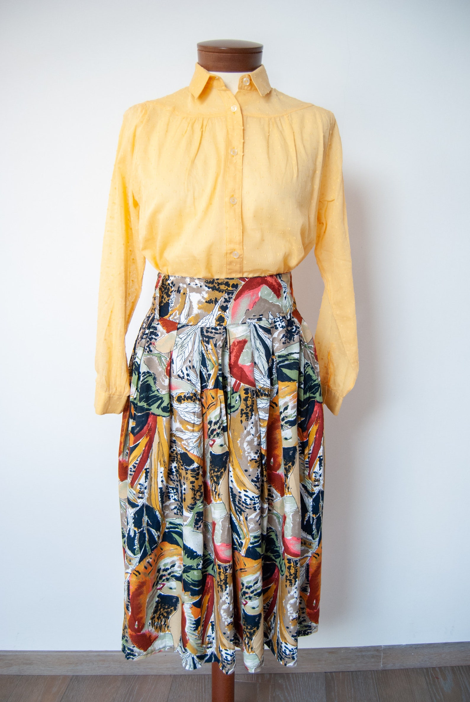 80s Midi Skirt 80s Printed Skirt Colorful Skirt 1980s - Etsy