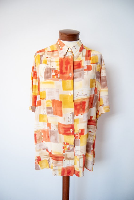 80s shirt, 1980s shirt, printed shirt, colorful s… - image 2