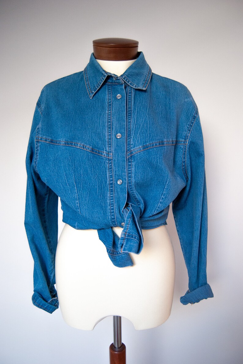 90s shirt, denim shirt, jeans shirt, grunge shirt, 1990s shirt, nineties shirt, vintage shirt, retro shirt image 3