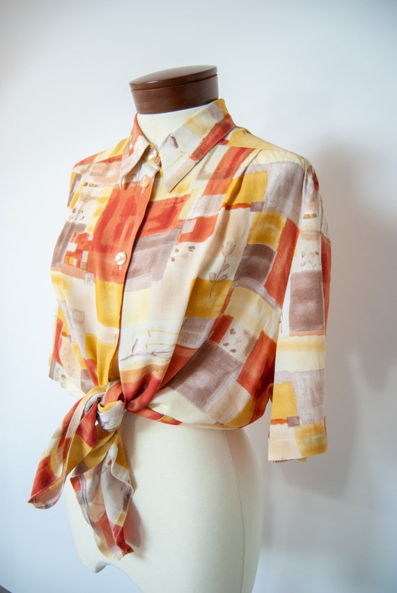 80s shirt, 1980s shirt, printed shirt, colorful s… - image 7