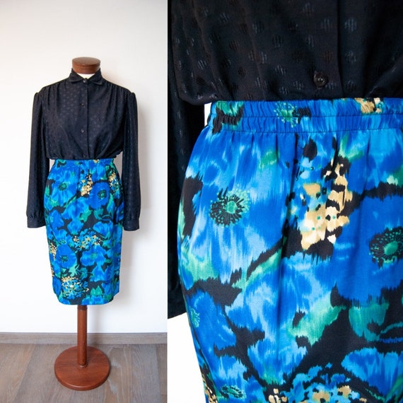 80s midi skirt, 80s printed skirt, colorful skirt… - image 1