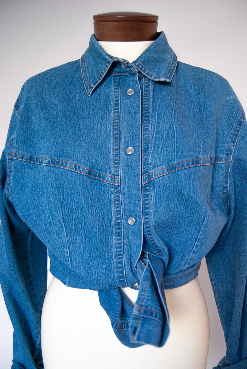 90s shirt, denim shirt, jeans shirt, grunge shirt, 1990s shirt, nineties shirt, vintage shirt, retro shirt image 5