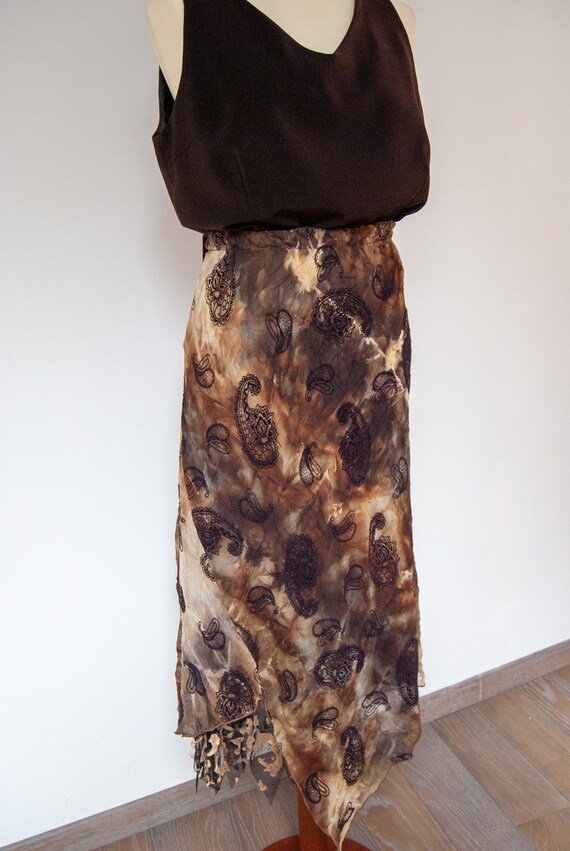 70s boho skirt, devore velvet skirt, ethnic skirt… - image 5