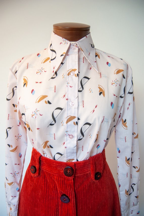 70s shirt, 1970s shirt, printed shirt, colorful s… - image 2