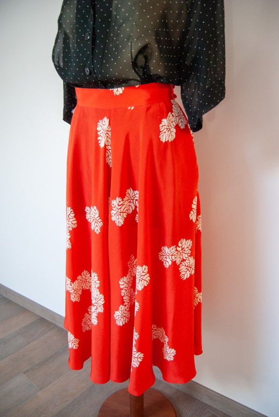 silk skirt, 90s midi skirt, printed skirt, summer… - image 5