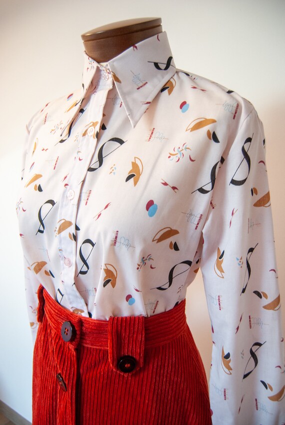 70s shirt, 1970s shirt, printed shirt, colorful s… - image 5