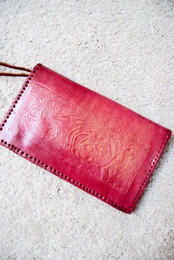 Vintage clutch, 70s vintage clutch, vintage leathe