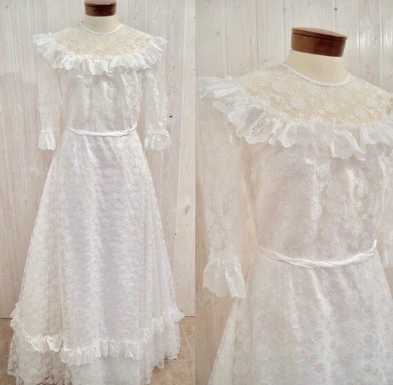 Vintage wedding dress, 60s wedding dress, retro w… - image 1