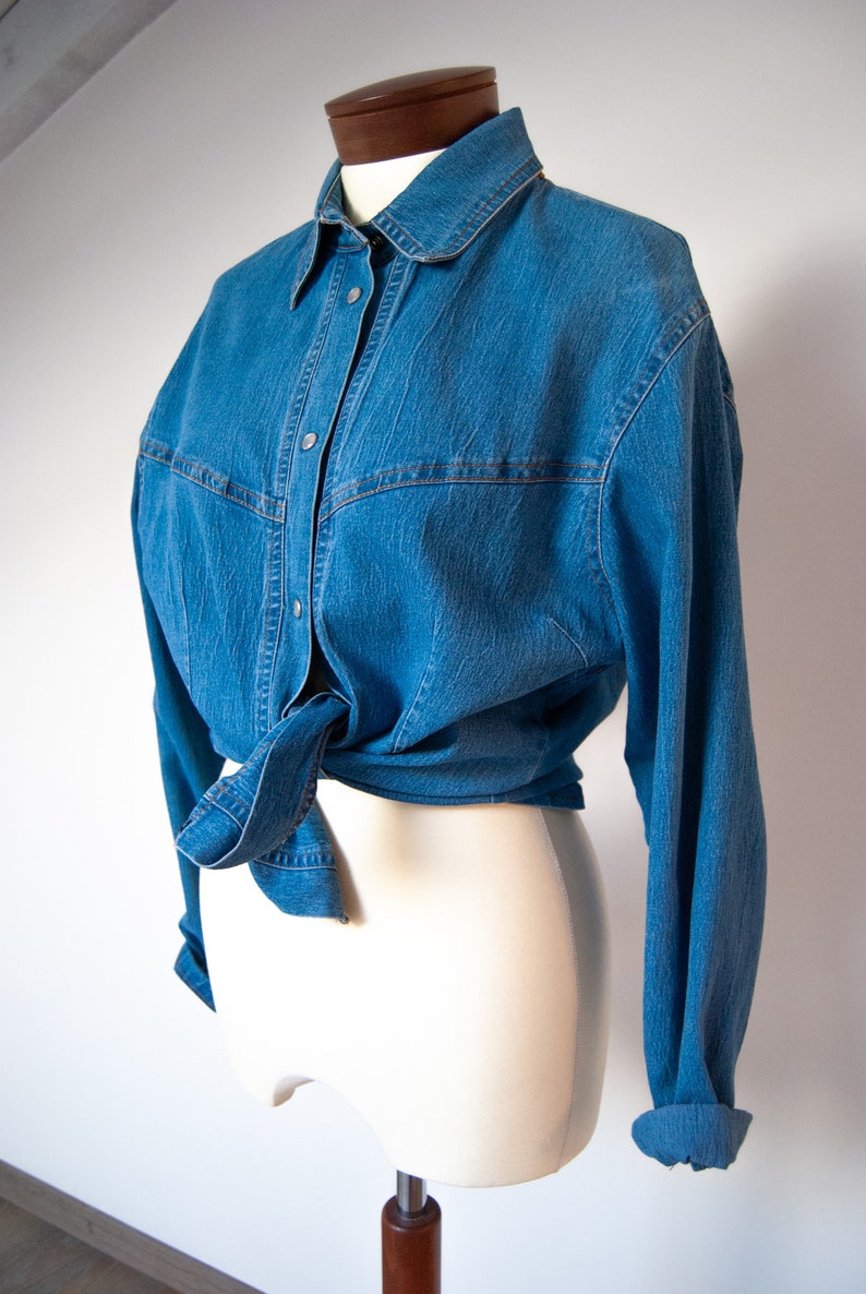 90s shirt, denim shirt, jeans shirt, grunge shirt, 1990s shirt, nineties shirt, vintage shirt, retro shirt image 4