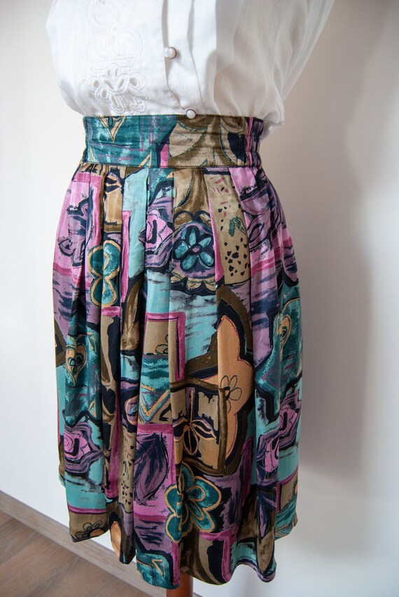 80s midi skirt, 80s printed skirt, colorful skirt… - image 8