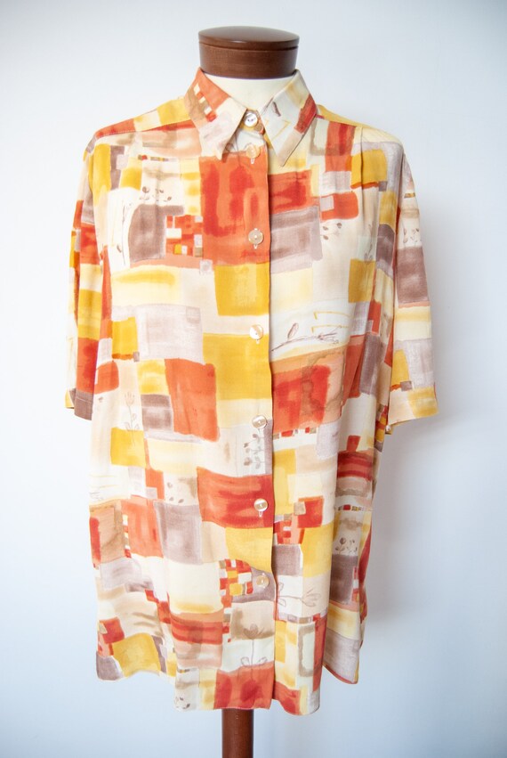 80s shirt, 1980s shirt, printed shirt, colorful s… - image 3