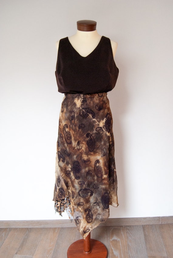 70s boho skirt, devore velvet skirt, ethnic skirt… - image 2