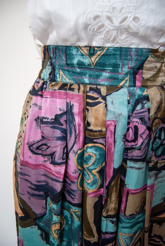 80s midi skirt, 80s printed skirt, colorful skirt… - image 5