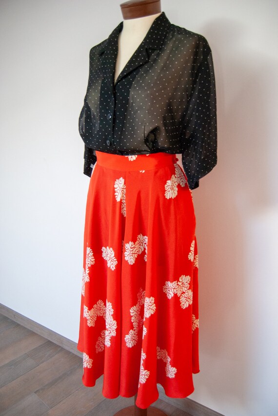 silk skirt, 90s midi skirt, printed skirt, summer… - image 4