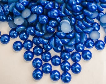 Royal Blue and Gold Pearl Mix, Flatback Pearls and Rhinestone Mix