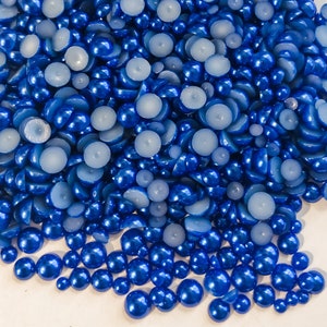 MIXED Sizes 350 Pieces Royal Blue Half Round Pearl Pearls Non Hotfix Flatback Flat Back 3MM 4MM 5MM 6MM Ships From USA