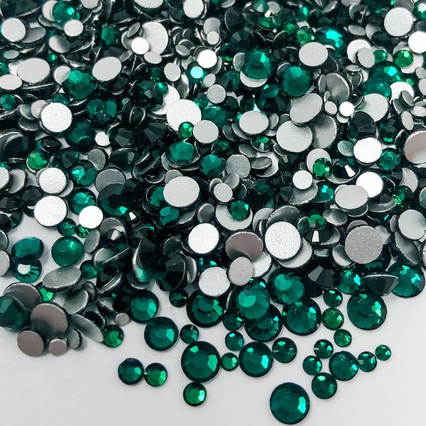 1440 Pieces MIXED Sizes Emerald Green Flatback Flat Back Rhinestone Rhinestones SS5 SS6 SS8 SS10 SS12 SS16 Ships From USA