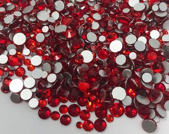 1440 Pieces MIXED Sizes Siam Red Flatback Flat Back Rhinestone Rhinestones SS6 SS10 SS12 SS16 SS20 Ships From USA