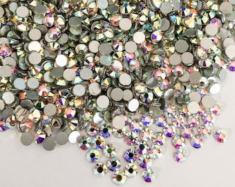 WHOLESALE 100 gross 14400 Crystal AB Hot Fix// Iron On Diamante Rhinestones
