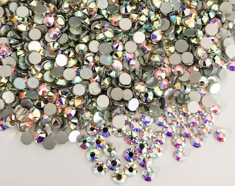 Crystal AB Aurora Borealis Flatback Flat Back Rhinestones Nail Art Gem Jewel Diamond 1440 Pcs SS3 SS6 SS10 SS16 SS20 Ships From USA