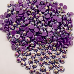 Plum AB Half Round Pearl Pearls Non Hotfix Flatback Flat Back 3MM 4MM 5MM 6MM Ships From USA