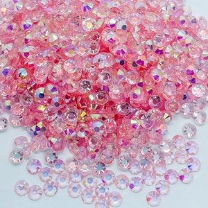 Translucent Light Pink AB Resin Jelly Rhinestone Rhinestones Non Hotfix Flatback Flat Back 3MM 4MM 5MM Ships From USA