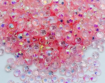 Translucent Light Pink AB Resin Jelly Rhinestone Rhinestones Non Hotfix Flatback Flat Back 3MM 4MM 5MM Ships From USA