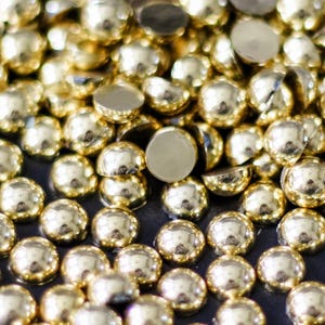 Gold Flatback Pearls Half Round Crafting, Jewelry Making, Shoe Embellishment, & DIY Projects High Quality Easy to Apply Resin Pearl Bead