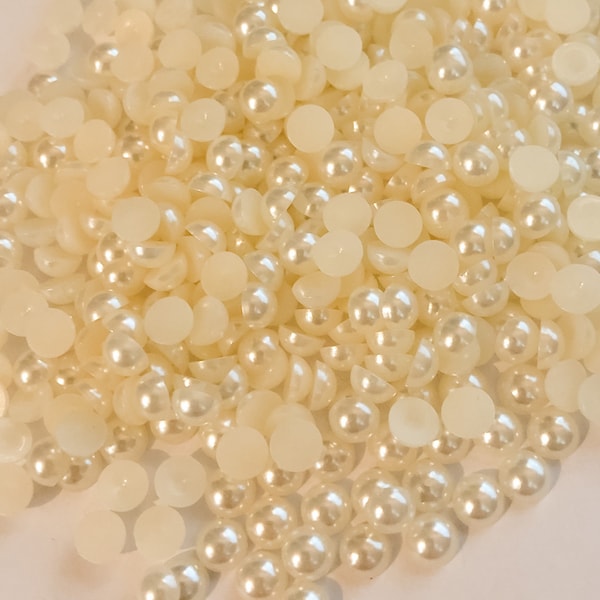 Ivory Off White Half Round Pearl Pearls Non Hotfix Flatback Flat Back 3MM 4MM 5MM 6MM Ships From USA